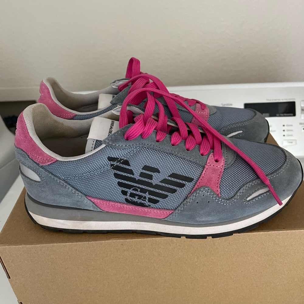 Emporio Armani Women's Sneakers in Gray and Pink